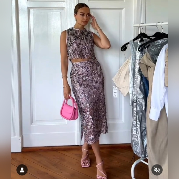 ZARA SEQUIN TOP MULTICOLOR PINK BEIGE NWT XS,L - Picture 1 of 7